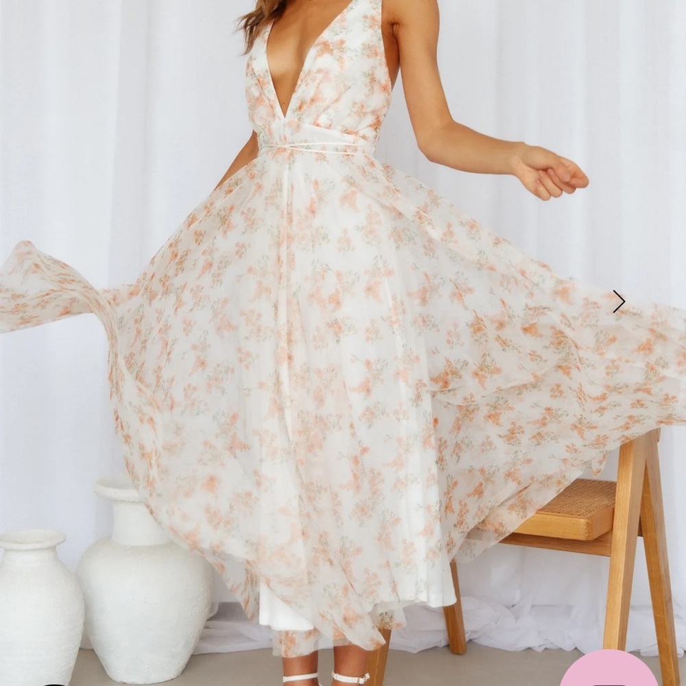 Pink Sleeveless Plunge Midi Sundress for Wedding